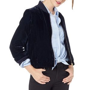 J.CREW Navy “Velvet” Bomber Jacket GoldZipper SZ:S
